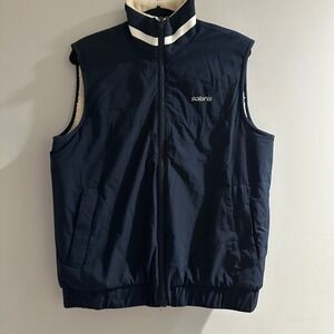 Solaris Reversible Sherpa Fleece Vest Men Navy Cream Full Zip Puffer Style‎